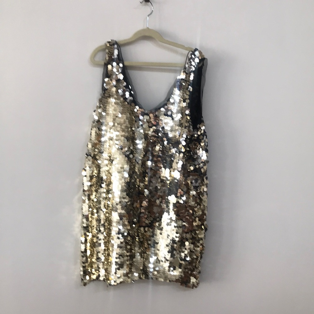 Zara champagne gold sequin top / tunic.